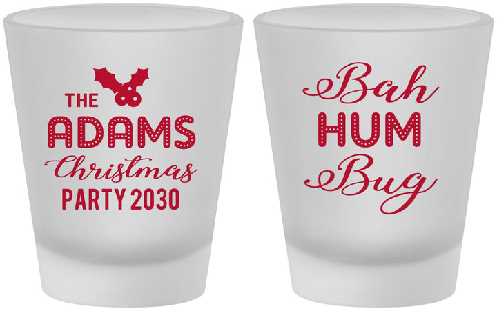 Custom Christmas Frosted Shot Glasses - Bah Hum Bug | 280058