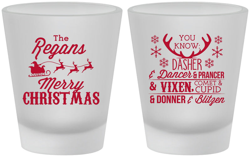 Custom Christmas Frosted Shot Glasses - Reindeer | 280062