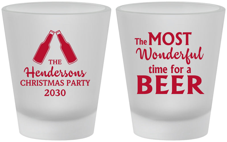 Custom Christmas Frosted Shot Glasses - Wonderful Time For A Beer | 280064