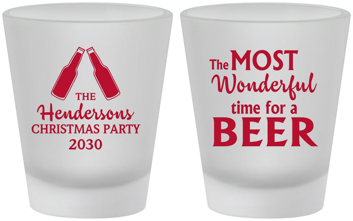 Custom Christmas Frosted Shot Glasses - Wonderful Time For A Beer | 280064