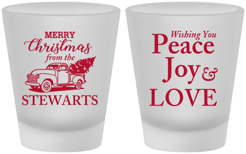Custom Christmas Frosted Shot Glasses - Peace Joy Love | 280070