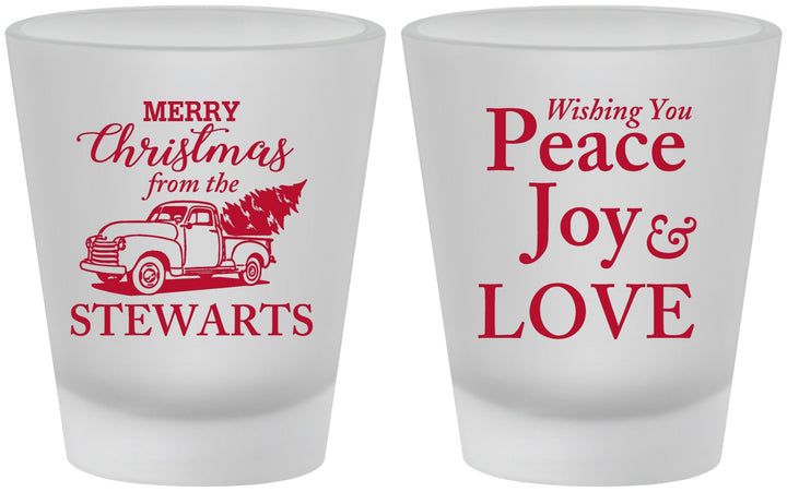 Custom Christmas Frosted Shot Glasses - Peace Joy Love | 280070