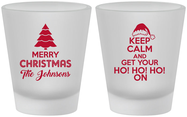 Custom Christmas Frosted Shot Glasses - Ho Ho Ho | 280076