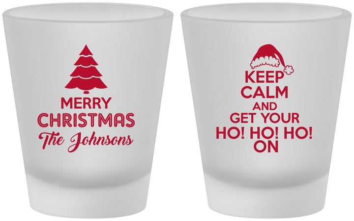 Custom Christmas Frosted Shot Glasses - Ho Ho Ho | 280076