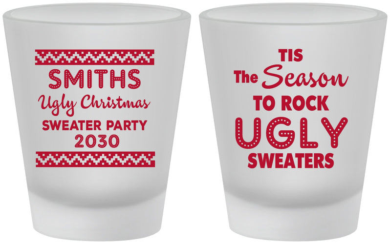 Custom Christmas Frosted Shot Glasses - Ugly Sweater | 280080