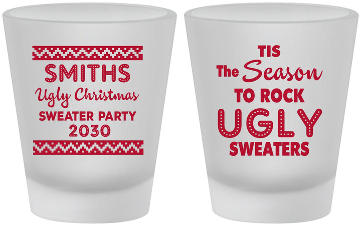 Custom Christmas Frosted Shot Glasses - Ugly Sweater | 280080