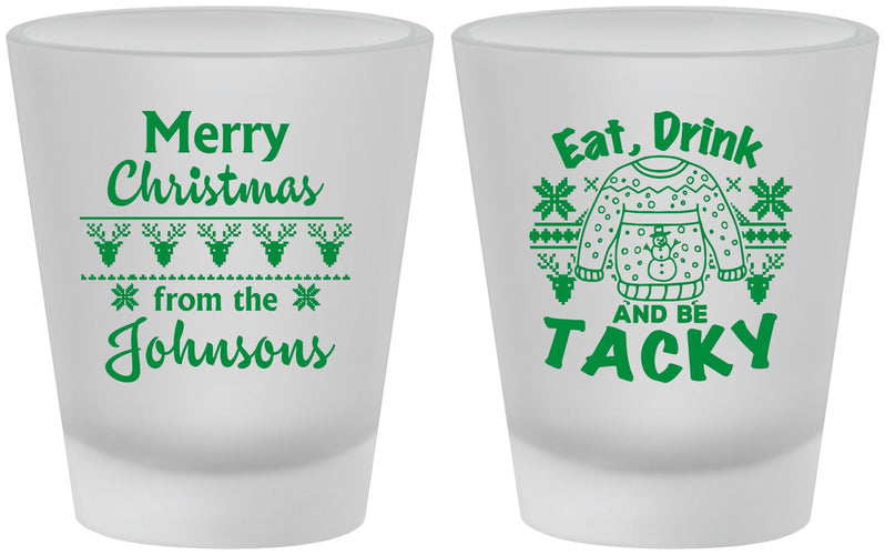 Custom Christmas Frosted Shot Glasses - Eat Drink Tacky | 280081