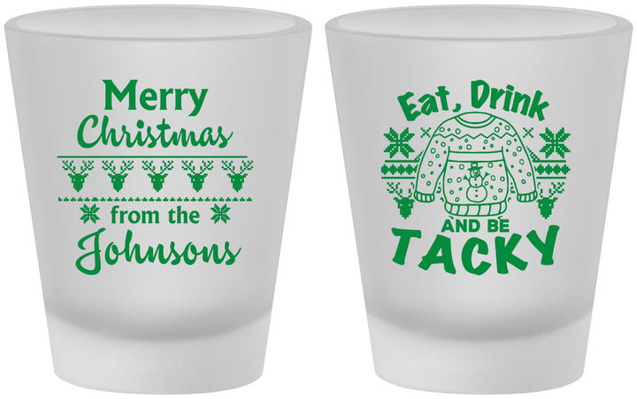 Custom Christmas Frosted Shot Glasses - Eat Drink Tacky | 280081