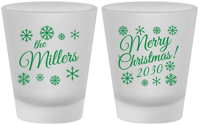 Custom Christmas Frosted Shot Glasses - Snowflakes | 280089