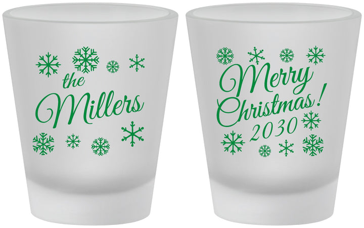 Custom Christmas Frosted Shot Glasses - Snowflakes | 280089