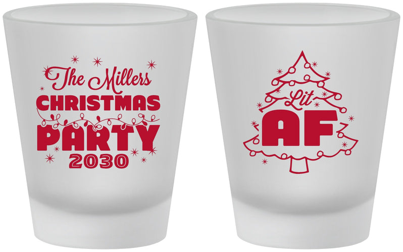 Custom Christmas Frosted Shot Glasses - Lit Af | 280090