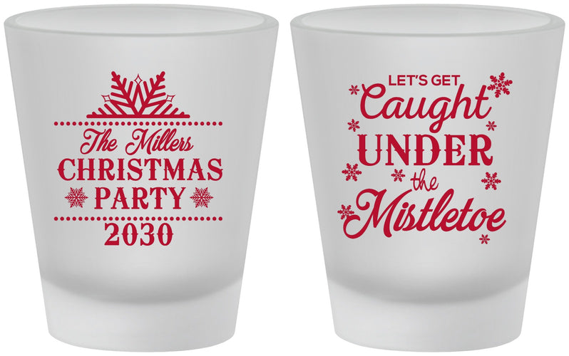 Custom Christmas Frosted Shot Glasses - Mistletoe | 280092