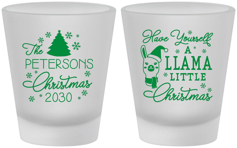 Custom Christmas Frosted Shot Glasses - Llama | 280095