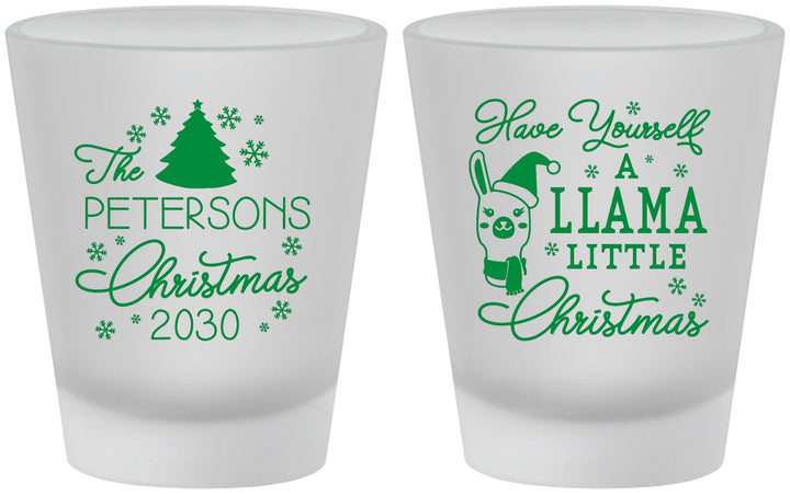 Custom Christmas Frosted Shot Glasses - Llama | 280095