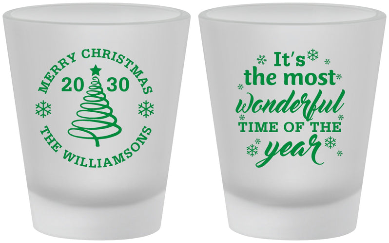 Custom Christmas Frosted Shot Glasses - Wonderful Time For A Beer | 280099