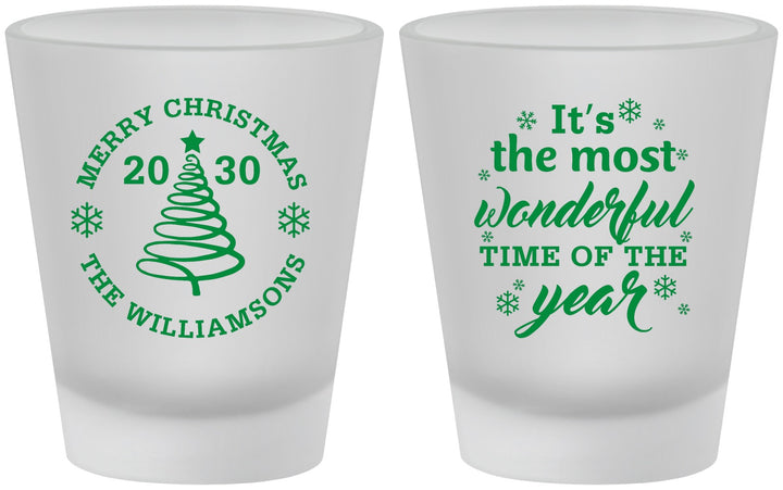 Custom Christmas Frosted Shot Glasses - Wonderful Time For A Beer | 280099