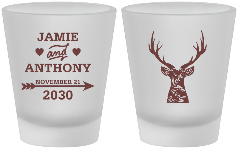 Custom Wedding Frosted Shot Glasses - Deer | 282