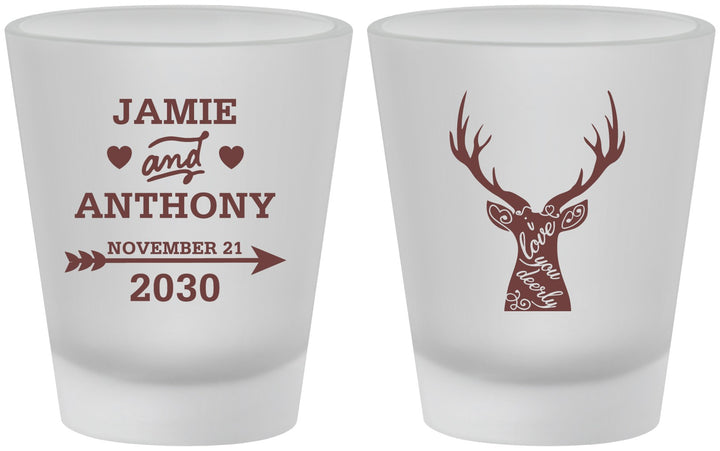Custom Wedding Frosted Shot Glasses - Deer | 282