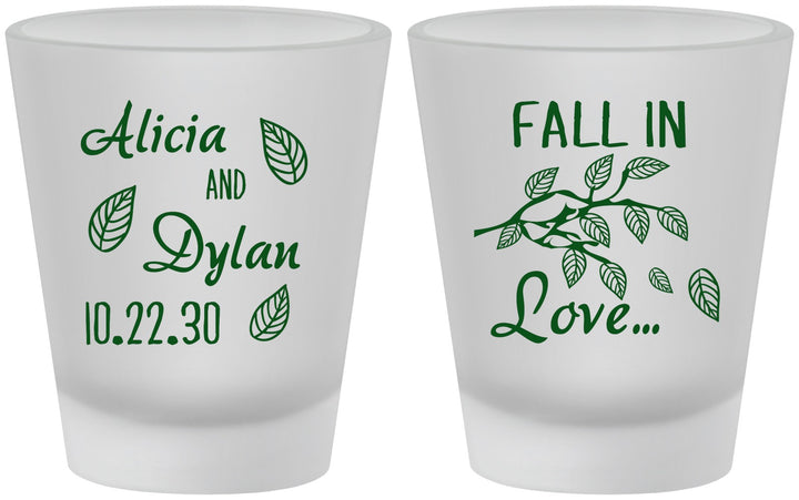 Custom Wedding Frosted Shot Glasses - Fall In Love | 283