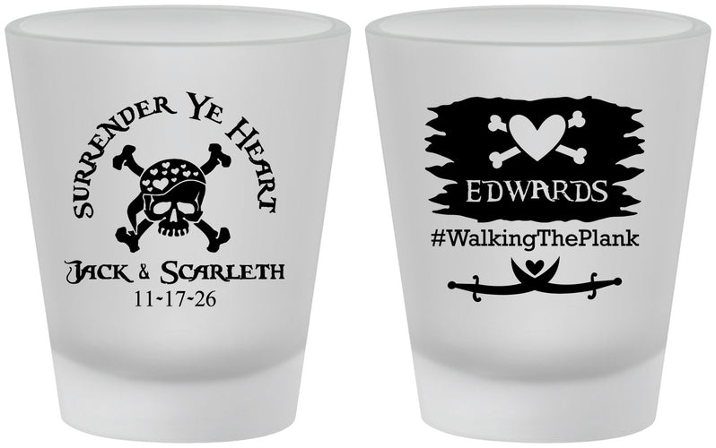 Custom Wedding Frosted Shot Glasses - Pirate | 286