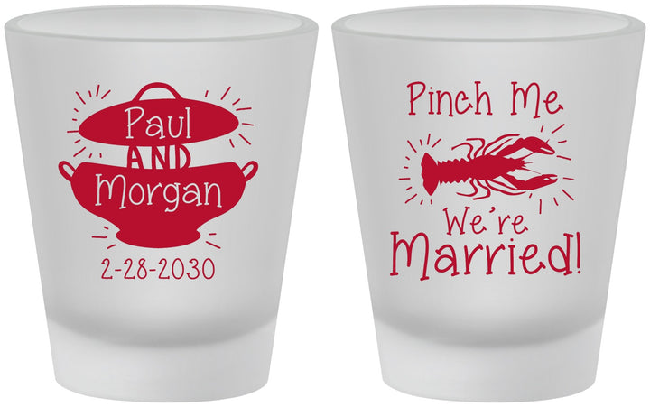 Custom Wedding Frosted Shot Glasses - Crawfish Boil | 288