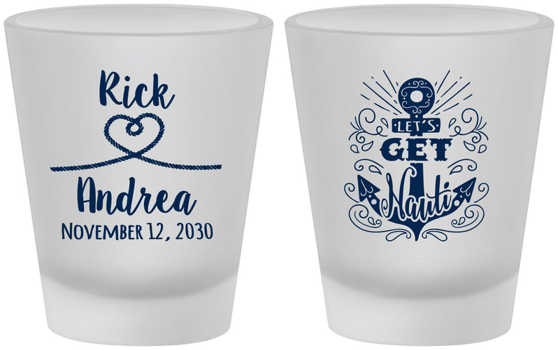 Custom Wedding Frosted Shot Glasses - Lets Get Nauti | 292