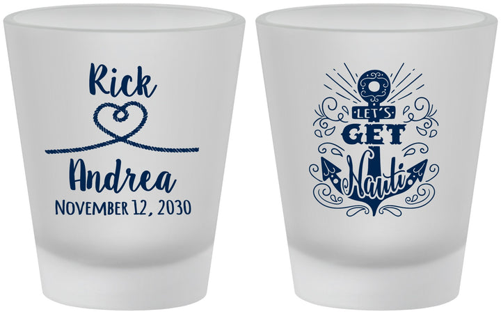 Custom Wedding Frosted Shot Glasses - Lets Get Nauti | 292