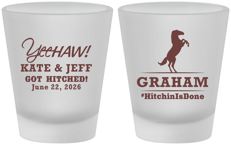 Custom Wedding Frosted Shot Glasses - Got Hitched | 296