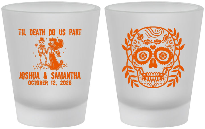 Custom Wedding Frosted Shot Glasses - Til Death Do Us Part | 297