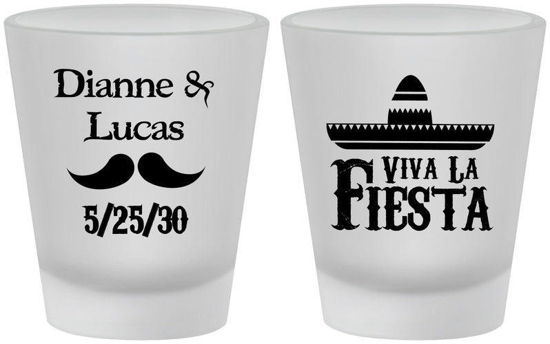 Custom Wedding Frosted Shot Glasses - Viva La Fiesta | 299