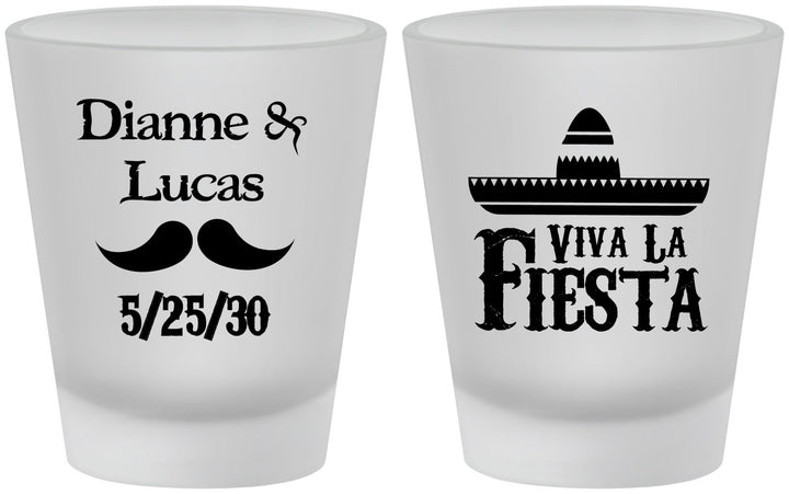 Custom Wedding Frosted Shot Glasses - Viva La Fiesta | 299