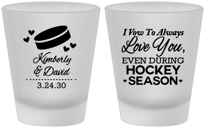 Custom Wedding Frosted Shot Glasses - Hockey | 300