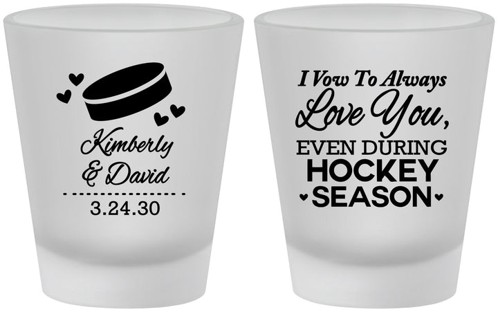 Custom Wedding Frosted Shot Glasses - Hockey | 300