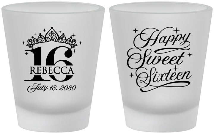 Custom 16th Birthday Frosted Shot Glasses - Tiara | 300008