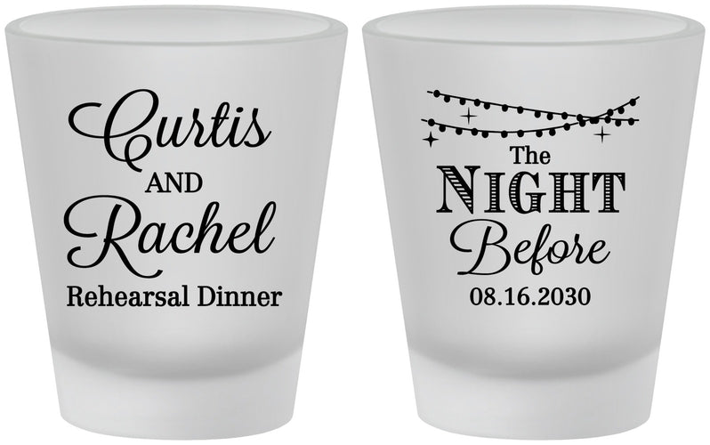 Custom Rehearsal Dinner Frosted Shot Glasses - The Night Before | 30006