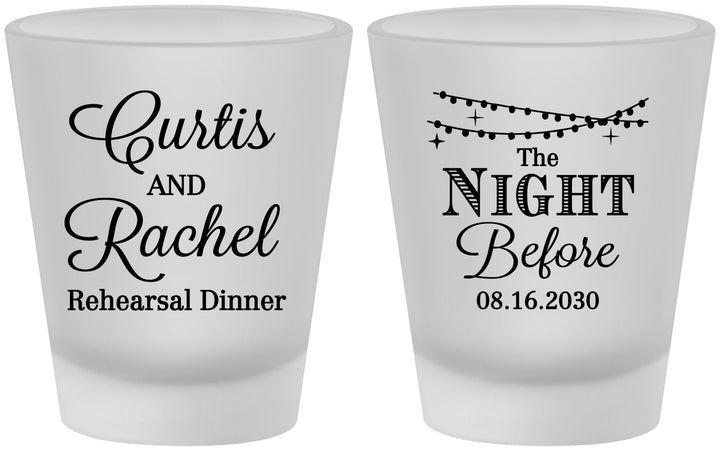 Custom Rehearsal Dinner Frosted Shot Glasses - The Night Before | 30006