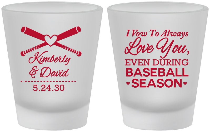 Custom Wedding Frosted Shot Glasses - Baseball | 301