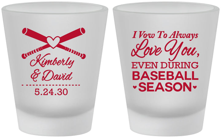 Custom Wedding Frosted Shot Glasses - Baseball | 301