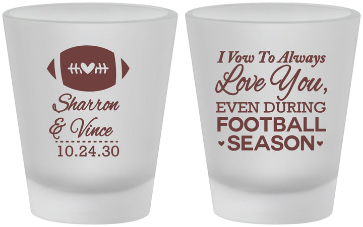Custom Wedding Frosted Shot Glasses - Football | 302