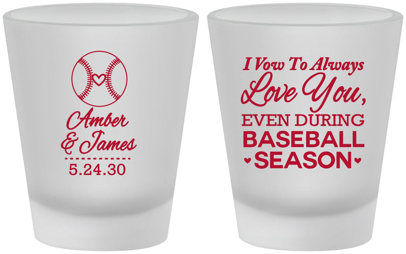 Custom Wedding Frosted Shot Glasses - Baseball | 303
