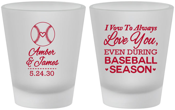 Custom Wedding Frosted Shot Glasses - Baseball | 303
