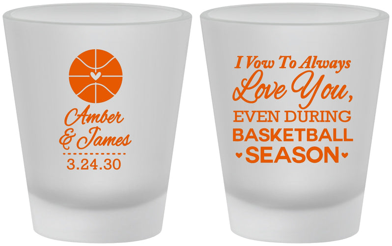 Custom Wedding Frosted Shot Glasses - Basketball | 304