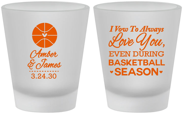 Custom Wedding Frosted Shot Glasses - Basketball | 304