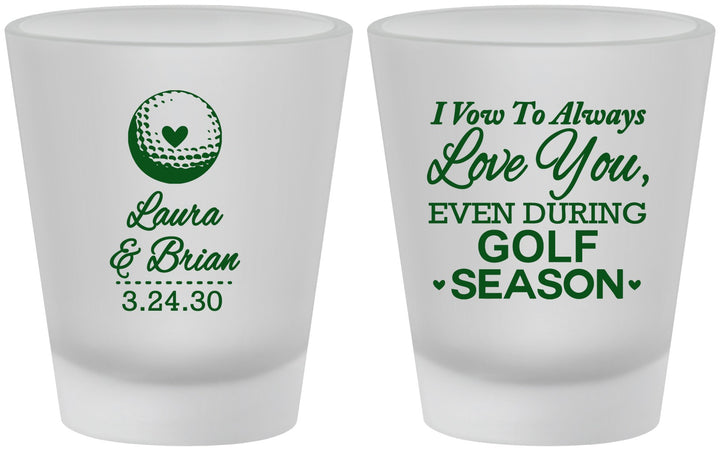 Custom Wedding Frosted Shot Glasses - Golf | 305