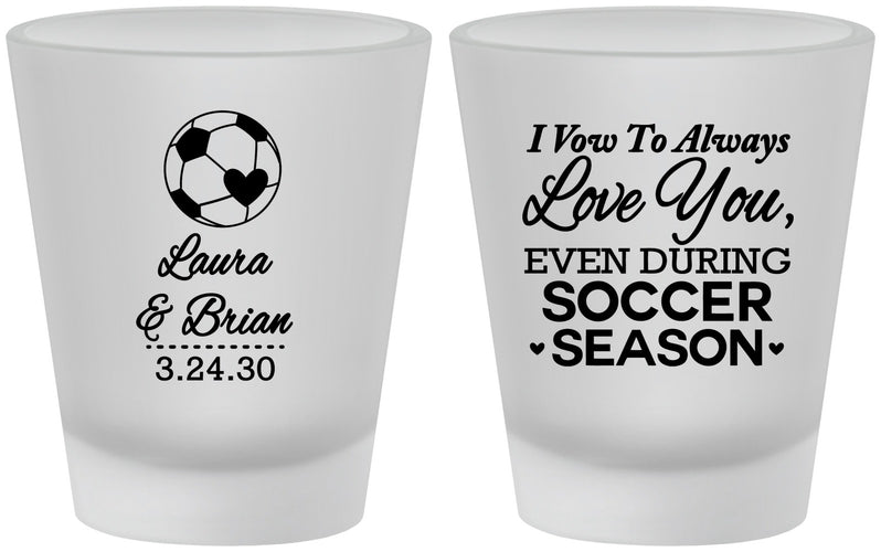 Custom Wedding Frosted Shot Glasses - Soccer | 307