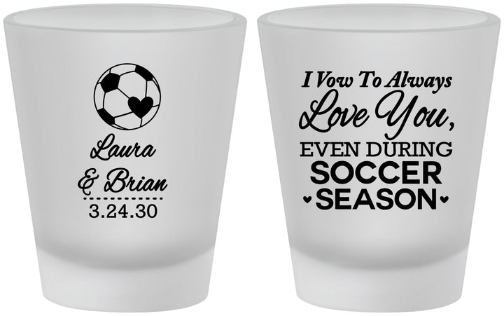 Custom Wedding Frosted Shot Glasses - Soccer | 307