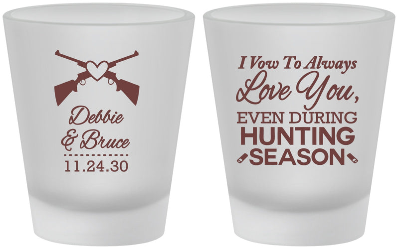Custom Wedding Frosted Shot Glasses - Hunting | 308