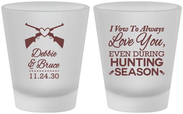 Custom Wedding Frosted Shot Glasses - Hunting | 308