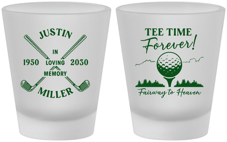 Custom Memorial Frosted Shot Glasses - Fairway To Heavens | 310007