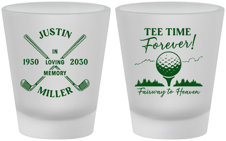 Custom Memorial Frosted Shot Glasses - Fairway To Heavens | 310007